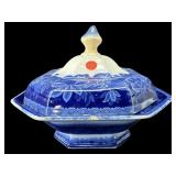 ANTIQUE J.CLEMENTSON LEIPSIC IRONSTONE FLOW BLUE