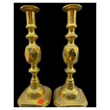 PR OF ANTIQUE ACE OF DIAMOND PUSH UP CANDLESTICKS