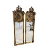 2 GOLD FRENCH CAMEO MIRRORS
