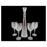 5 PC SET QUALITY CUT CRYSTAL DECANTER AND 4 WINE