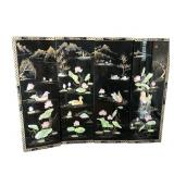 4 PANEL HANGING SOAPSTONE APPLIED ORIENTAL SCREEN