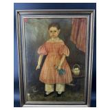 FOLK ART PORTRAIT PRINT ON BOARD