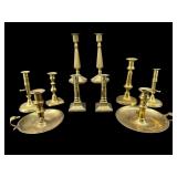 LOT OF 10 ANTIQUE BRASS CANDLESTICKS