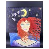 MIXED MEDIA PAINTING TITLE HALF MOON PRINCESS