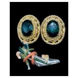 STERLING SHOE BROOCH GOLD TONE EARRINGS