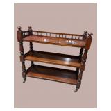 19TH CENT. 3 TIER MAHOGANY PASTRY SHELF