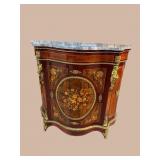 SPANISH MADE INLAID BRONZE ADORNED M-TOP COMMODE