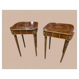 2 MARQUETRY INLAID FRENCH SIDE TABLES