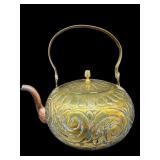 ANTIQUE BRASS AND COPPER TEA KETTLE