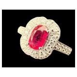 PLATINUM NATURAL RUBY & DIAMOND RING