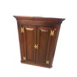 SOLID MAHOGANY HANGING 2 DOOR CORNER CABINET