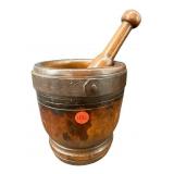 ANTIQUE WOODEN MORTAR AND PESTLE