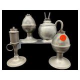 SET OF 4 EARLY WHALE OIL LAMPS