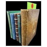 LOT OF 5 EARLY LEATHER BOUND BOOKS BY VARIOUS