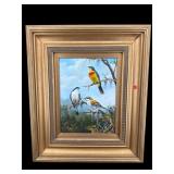 CONTEMPORARY OIL ON CANVAS OF BIRDS