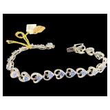 STERLING TANZANITE HEART SHAPED BRACELET