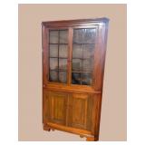 19TH CENT. CHERRY PEGGED 16 PANE CORNER CUPBOARD