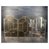 LOT OF 3 ARCH LEADED GLASS WINDOWS