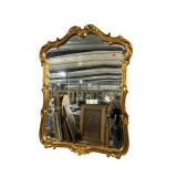 ITALIAN GOLD DECORATED CARVED BEVELED MIRROR