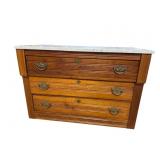 CHERRY 3 DRAWER MARBLE TOP VICTORIAN CHEST