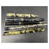 LOT OF 5 ANTIQUE FOUNTAIN PENS & MECHANICAL