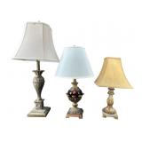 3 PC LOT DECORATIVE TABLE LAMPS