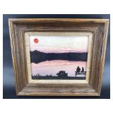 FRAMED POND PHOTOGRAPH IN OAK FRAME