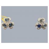 PR OF STERLING TANZANITE & DIAMOND EARRINGS