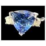STERLING 925 TANZANITE & DIAMOND RING