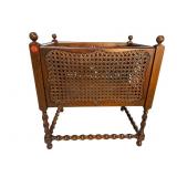 OAK BARLEY TWIST WOVEN CANE MAGAZINE RACK