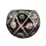 BOHEMIAN ROSE BOWL VASE LADY ANN AMETHYST CRYSTAL