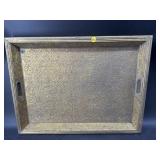 LARGE BRASS ADORNED TRAY