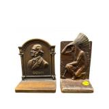 2 PC LOT BRONZE BOOKENDS