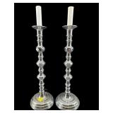 PR OF LARGE SILVERPLATE CANDLESTICK LAMPS