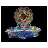 2 PC LOT SMALL CARNIVAL GLASS