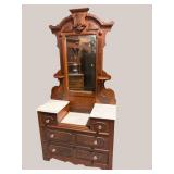 WALNUT VICTORIAN MARBLE TOP DRESSER