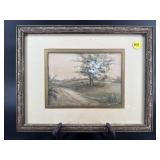 ARTIST SIGNED WATERCOLOR PAINTING IN FRAME