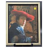 FRAMED PHOTOGRAPH PRINT OF GIRL WITH RED HAT