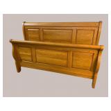 QUEEN SIZE OAK SLEIGH BED