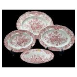 4 PC LOT OF CROWN DUCAL ENGLAND BRISTOL RED AND