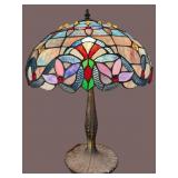 LARGE TIFFANY STYLE JEWELED TABLE LAMP