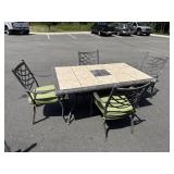 CAST ALUMINUM PATIO TABLE AND 4 CHAIRS