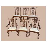 6 HICKORY CHAIR SOLID MAHOGANY CHIPPENDALE CHAIRS