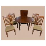 CHERRY TURNED LEG DROP LEAF TABLE AND 4 CHAIRS