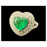 PLATINUM EMERALD & DIAMOND RING