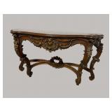 CARVED ITALIAN MAHOGANY CONSOLE TABLE