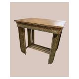 ANTIQUE WICKER OAK TOP TABLE