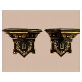 2 MONUMENTAL EBONIZED WITH GOLD FRENCH WALL