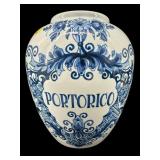 PORCELAIN BLUE DELFT PUERTO RICO TOBACCO JAR