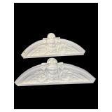 2 PAINT DECORATED FIGURAL DOOR TOPPERS